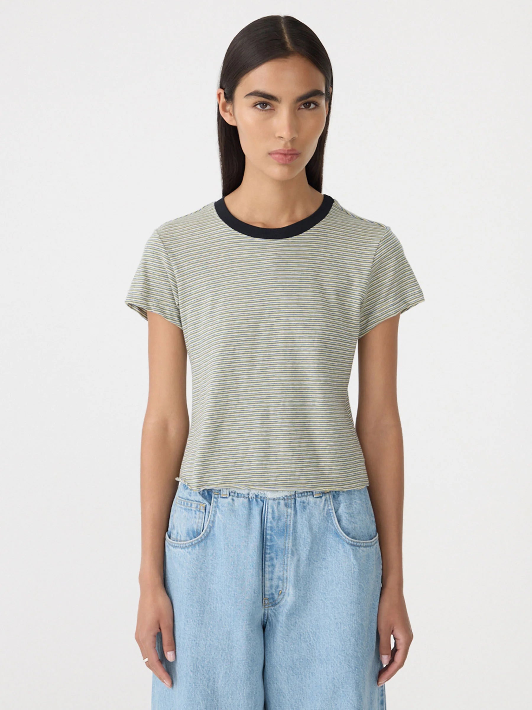Stripe Raw Edge Boxy Tee