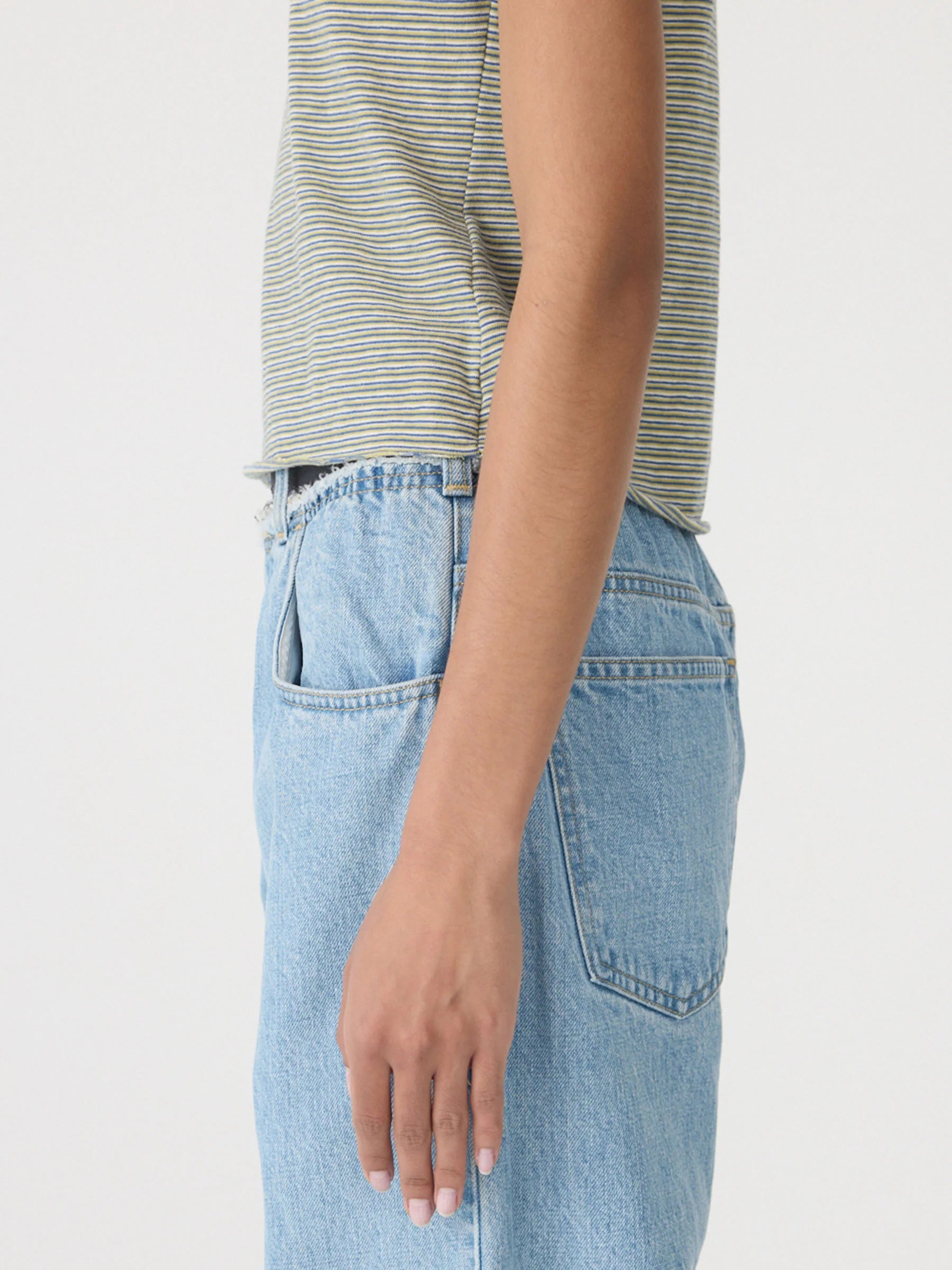 Stripe Raw Edge Boxy Tee