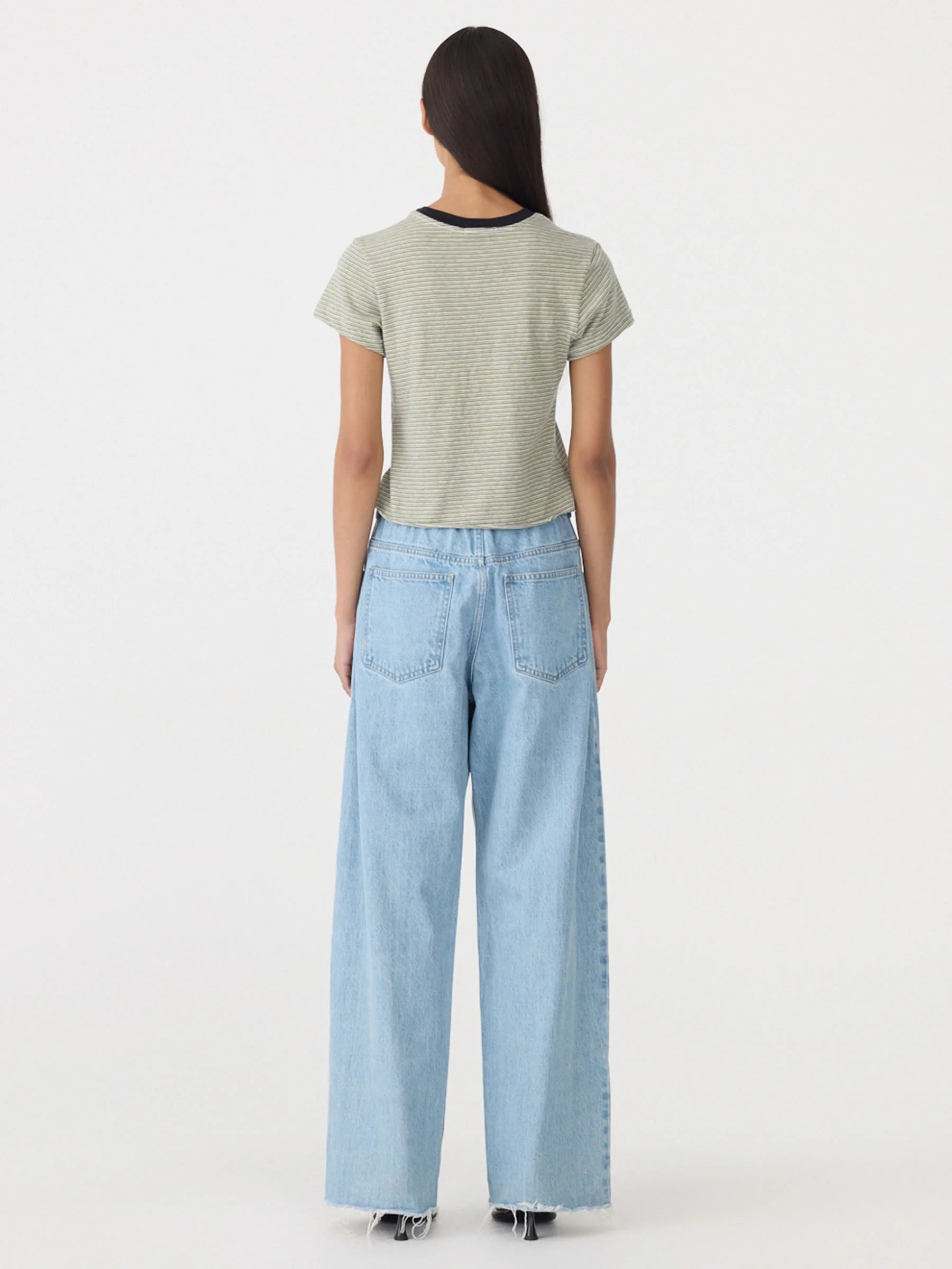 Stripe Raw Edge Boxy Tee