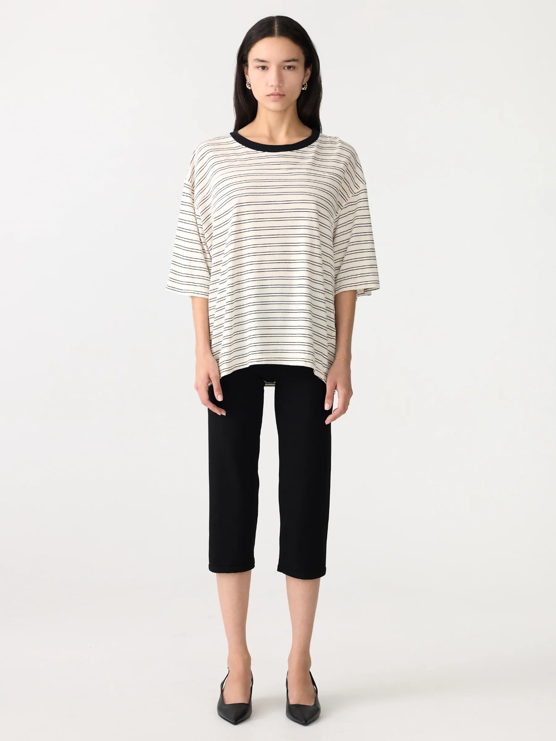 Stripe Boxy T-Shirt in Black/White