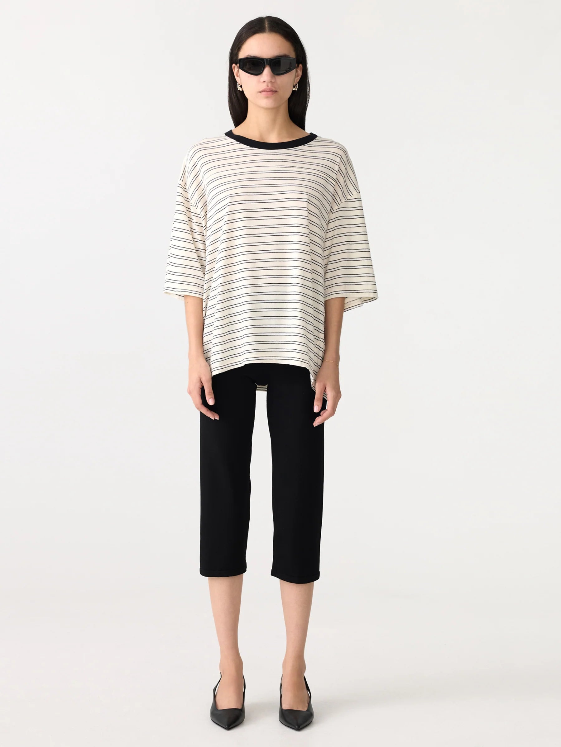 Stripe Boxy T-Shirt in Black/White