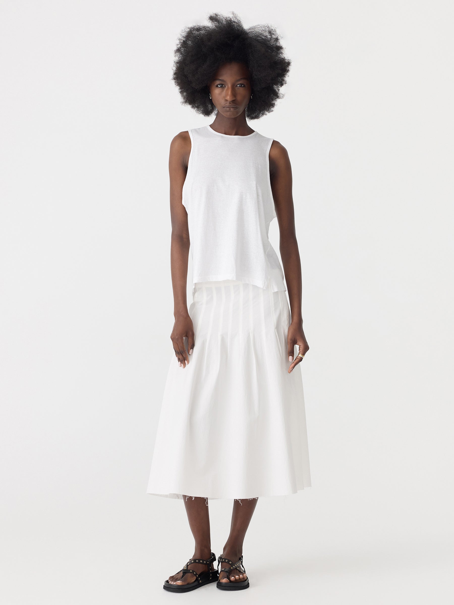 Fine Bind Athletic Tank in White