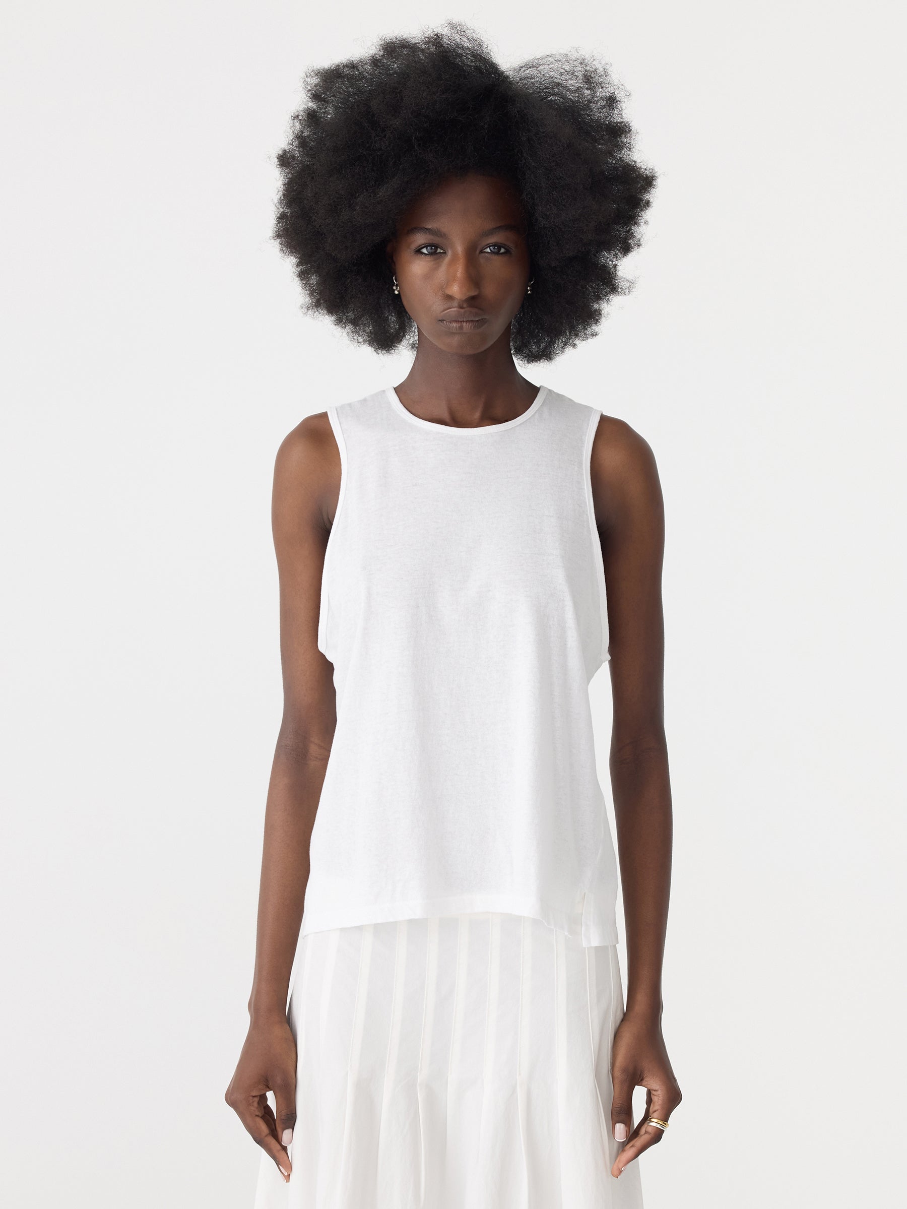 Fine Bind Athletic Tank in White