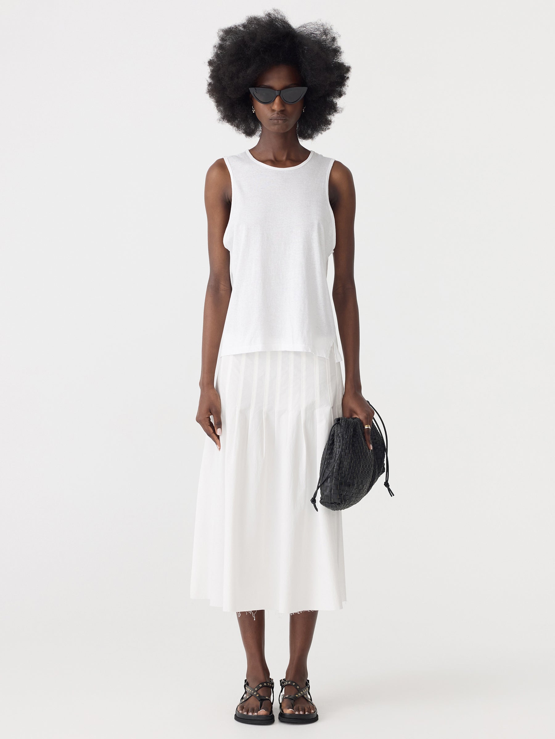 Fine Bind Athletic Tank in White