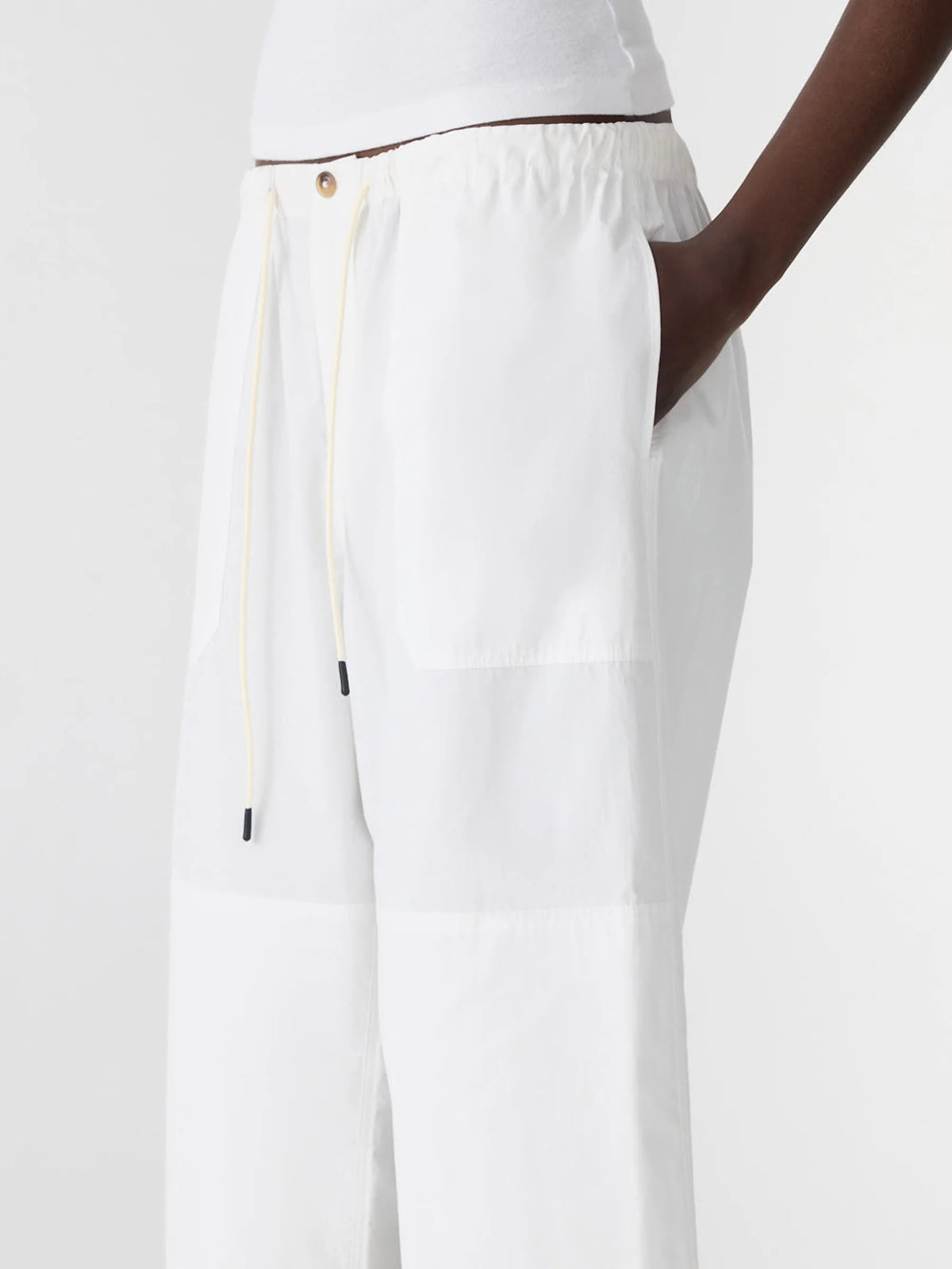 Crushed Cotton Workwear Pant in White