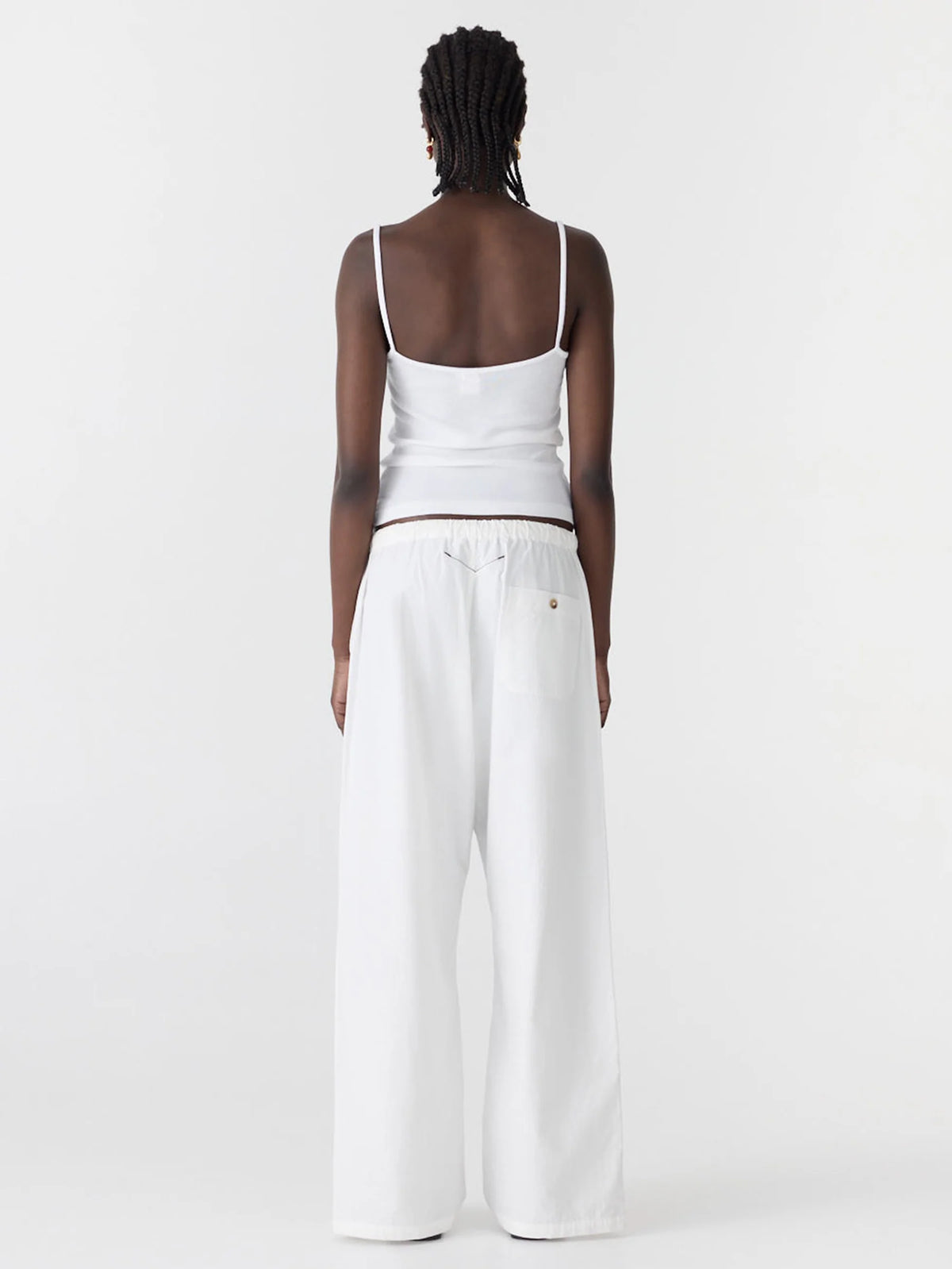 Crushed Cotton Workwear Pant in White