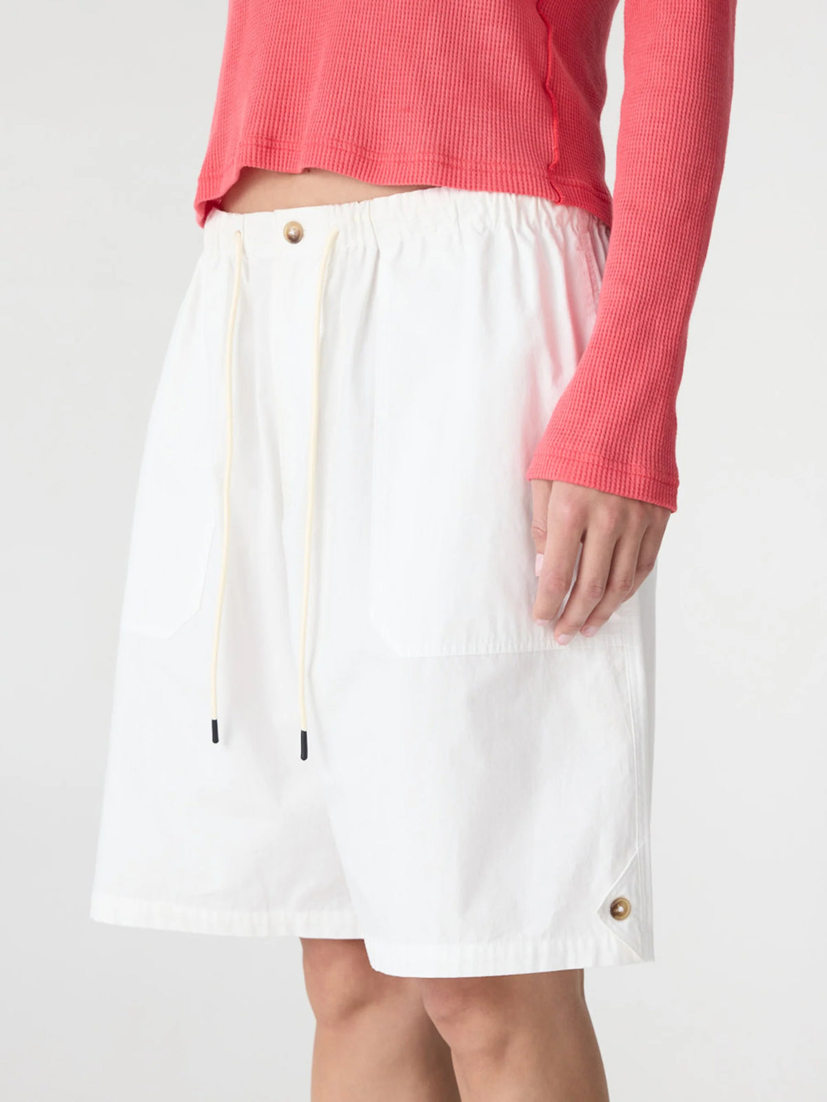 Crushed Cotton Workwear Short in White