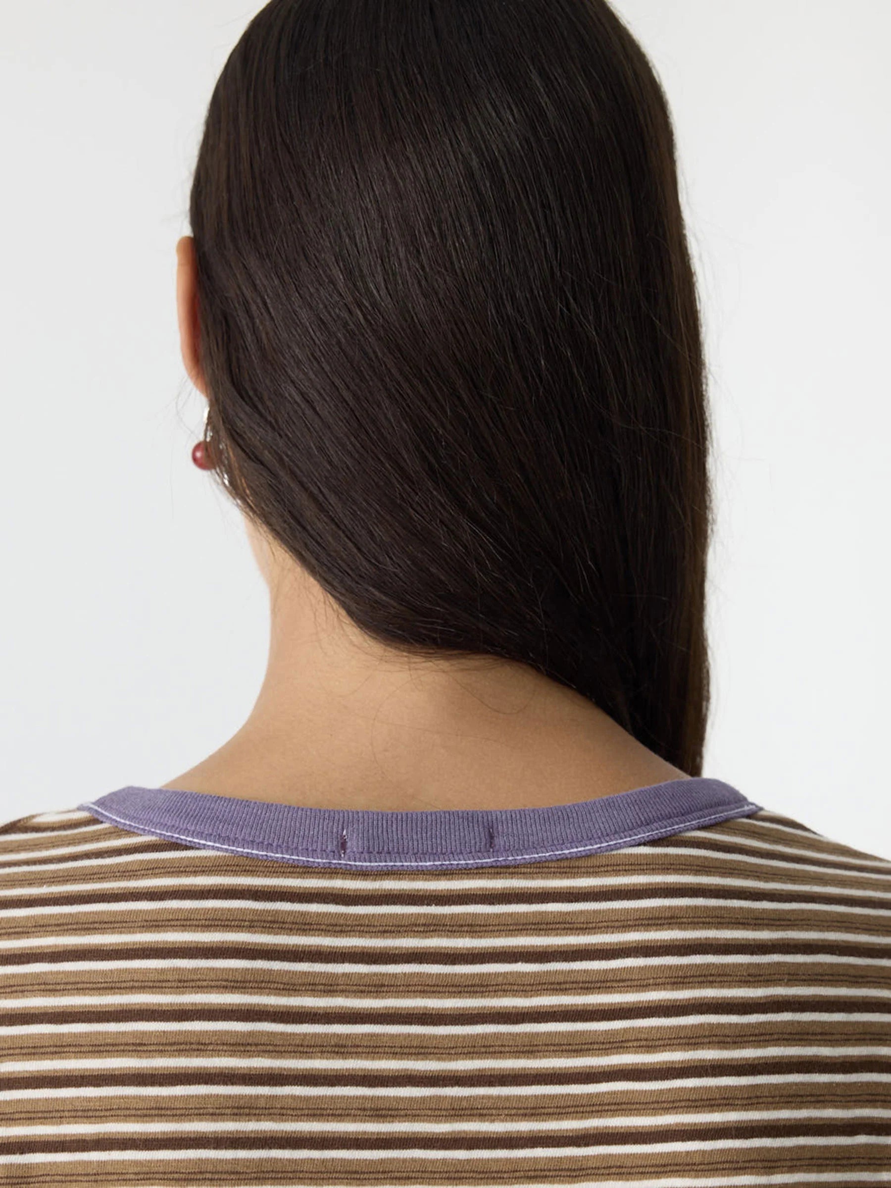 Retro Stripe Boyfriend T-Shirt IN Brown/Purple Stripe
