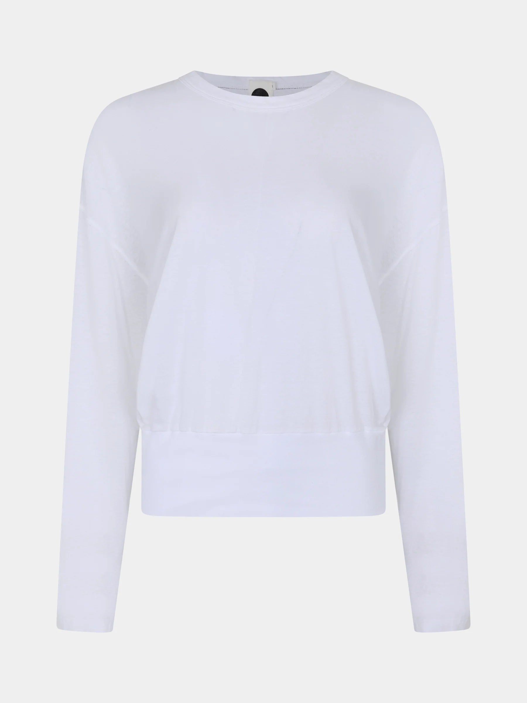 Banded Front Seam L/S Shirt in White