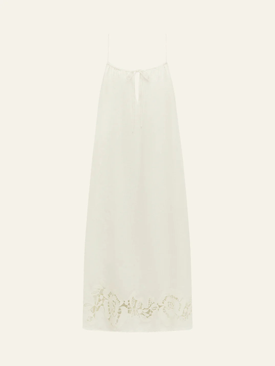 Embroidered Midi Dress in Gardenia