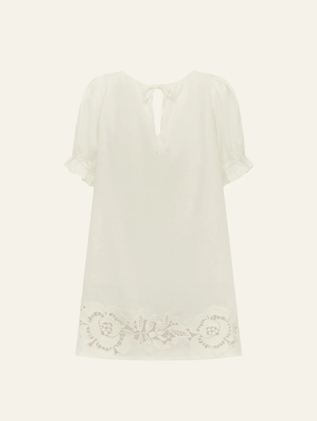 Embroidered Poets Mini Dress in Gardenia