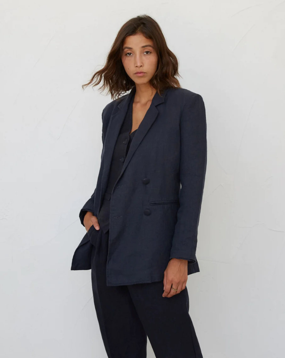 Linen Blazer Navy