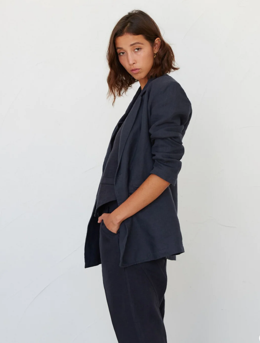 Linen Blazer Navy