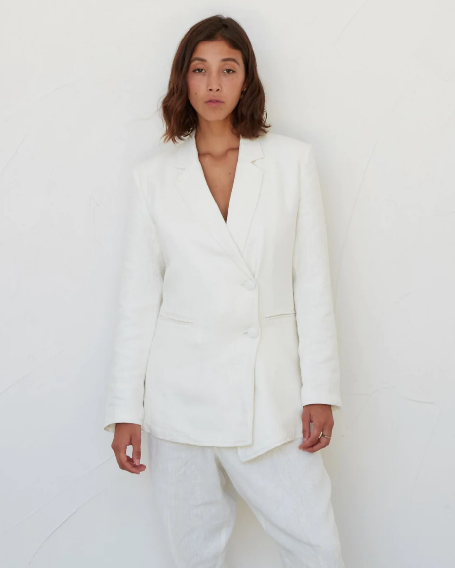 Linen Blazer Vintage White