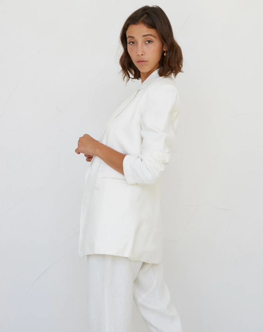 Linen Blazer Vintage White