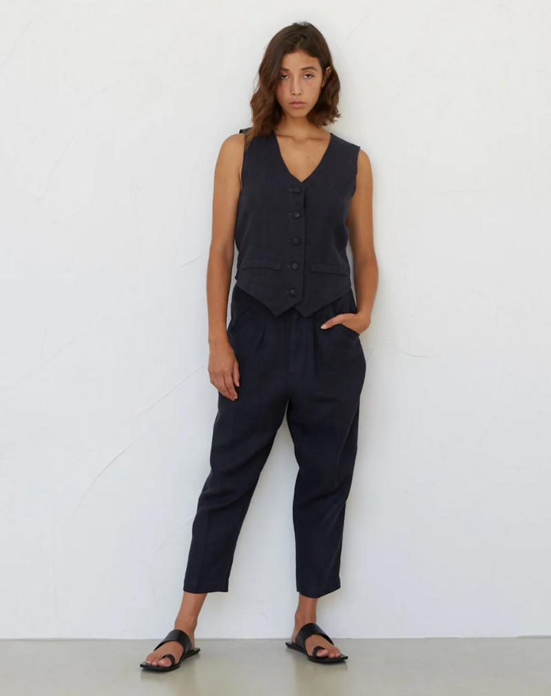 Tailored Linen Pant Navy