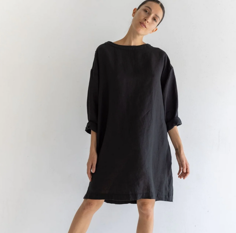Tunic Linen Dress in Noir