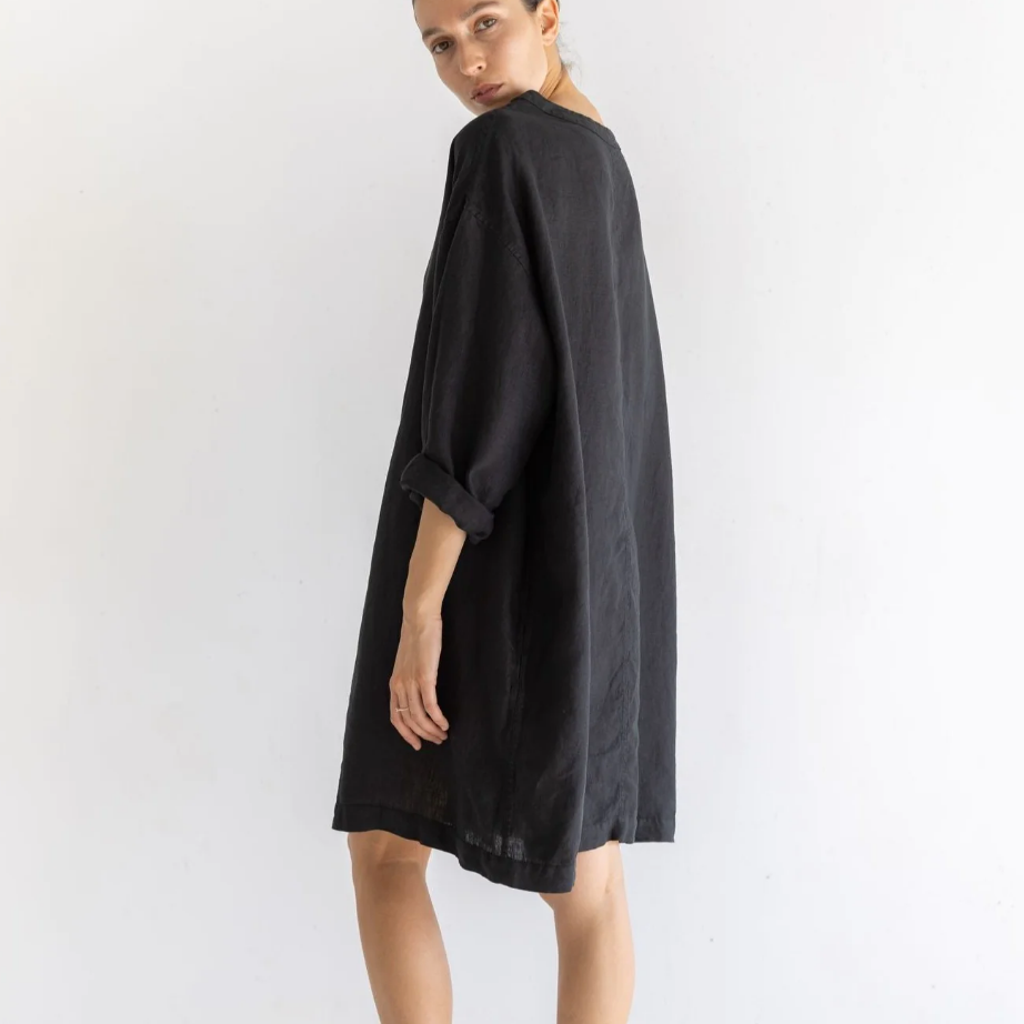 Tunic Linen Dress in Noir