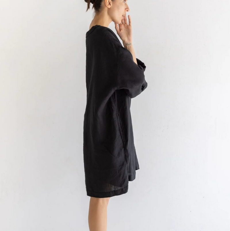 Tunic Linen Dress in Noir