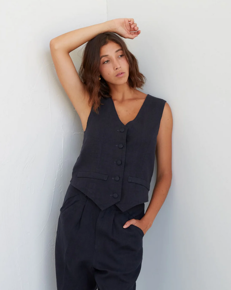 Tailored Vest in French Navy