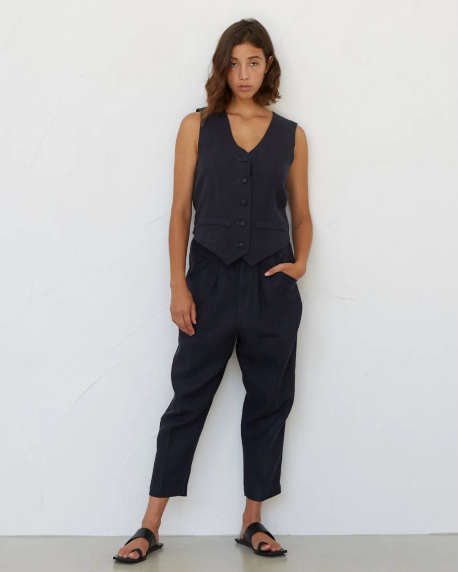 Tailored Vest in French Navy