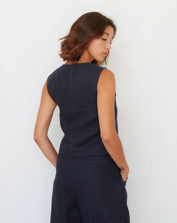 Tailored Vest in French Navy