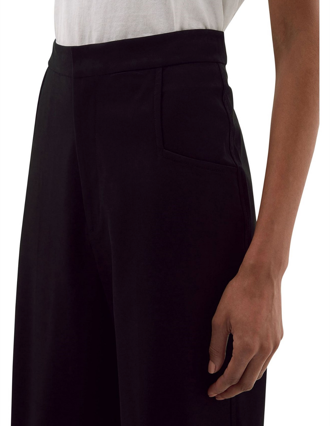 Stretch Wide Leg Tailored Pant in Black