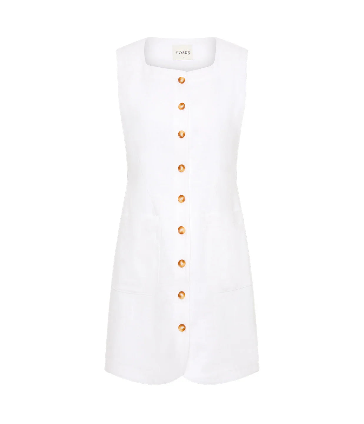 Emma Button Down Mini Dress in Ivory