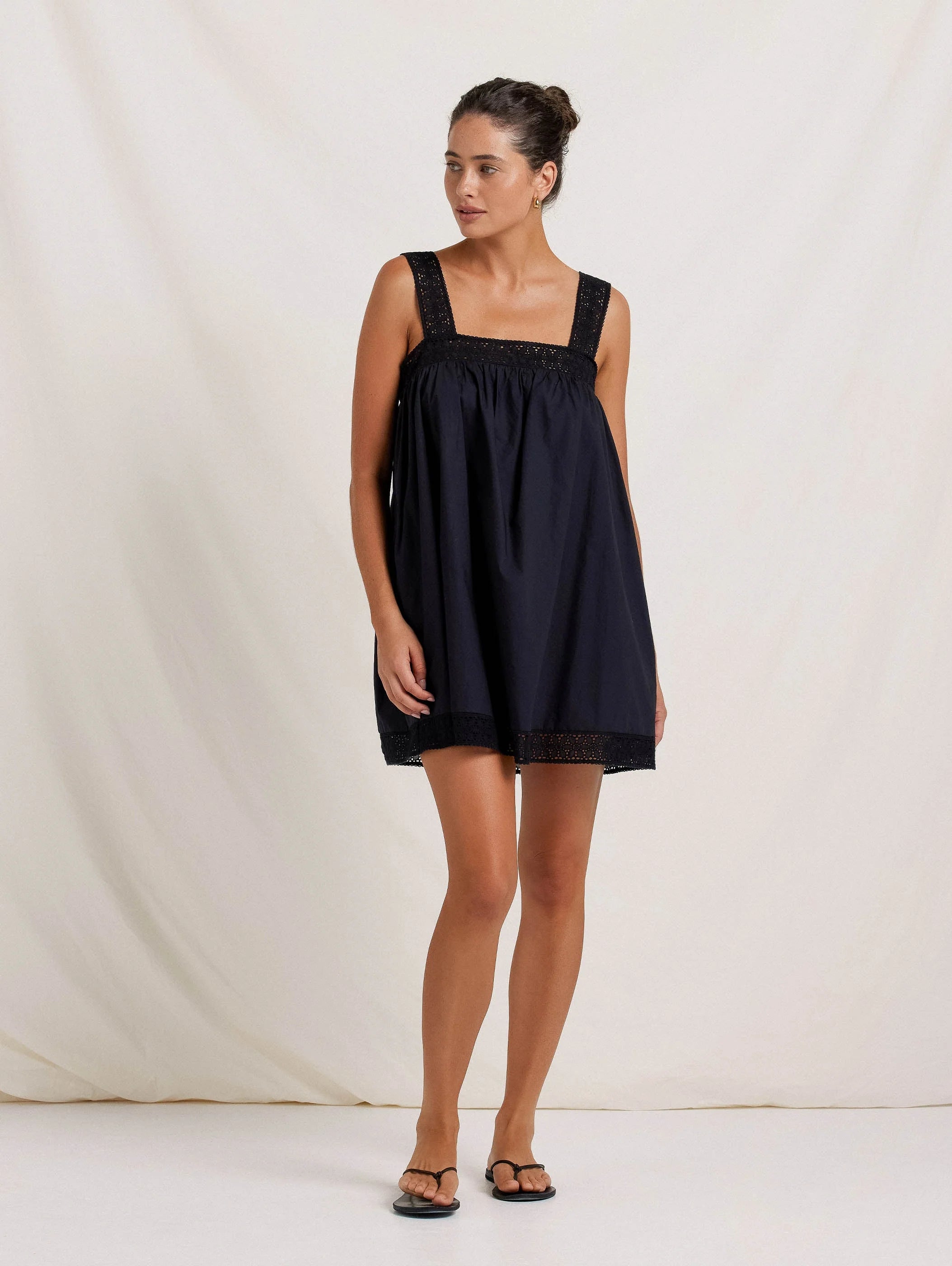 Broderie Dress in Noir