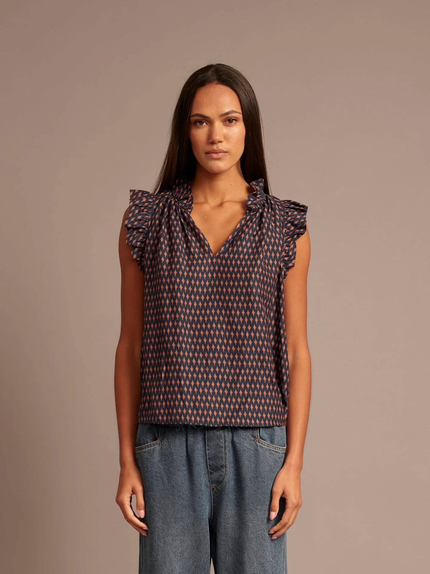 Bex Top in Navy Diamond
