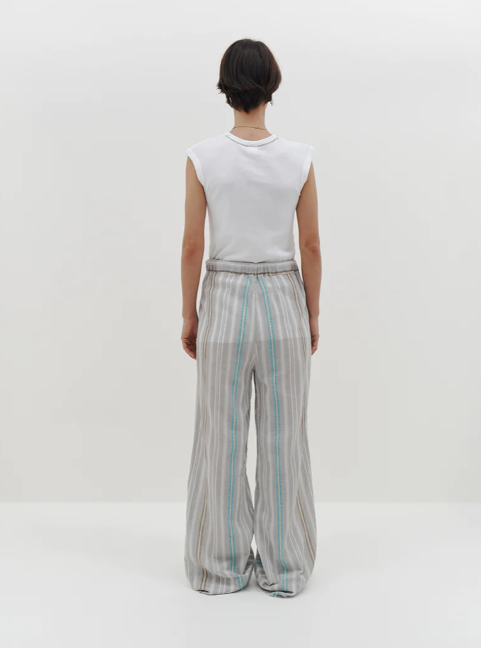 Stripe Gauze Wide Leg Pant