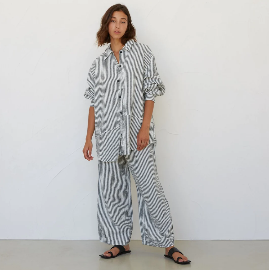 Linen Pant Charcoal Stripe