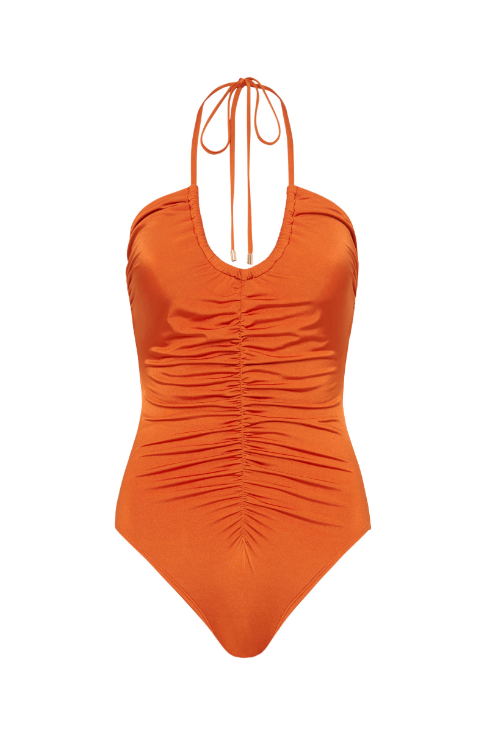 Ruched Vacation One Piece in Melon
